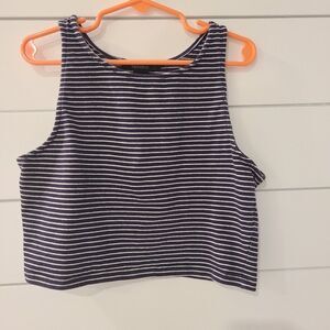 Forever 21 Navy and White Striped Crop Top